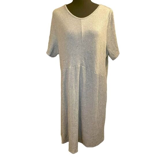 Heatherly for Stitch Fix Gray Ribbed Tie-Back Dress | Cozy Fall Lounge T-Shirt D - Picture 4 of 16